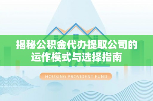 汤旺河揭秘公积金代办提取公司的运作模式与选择指南